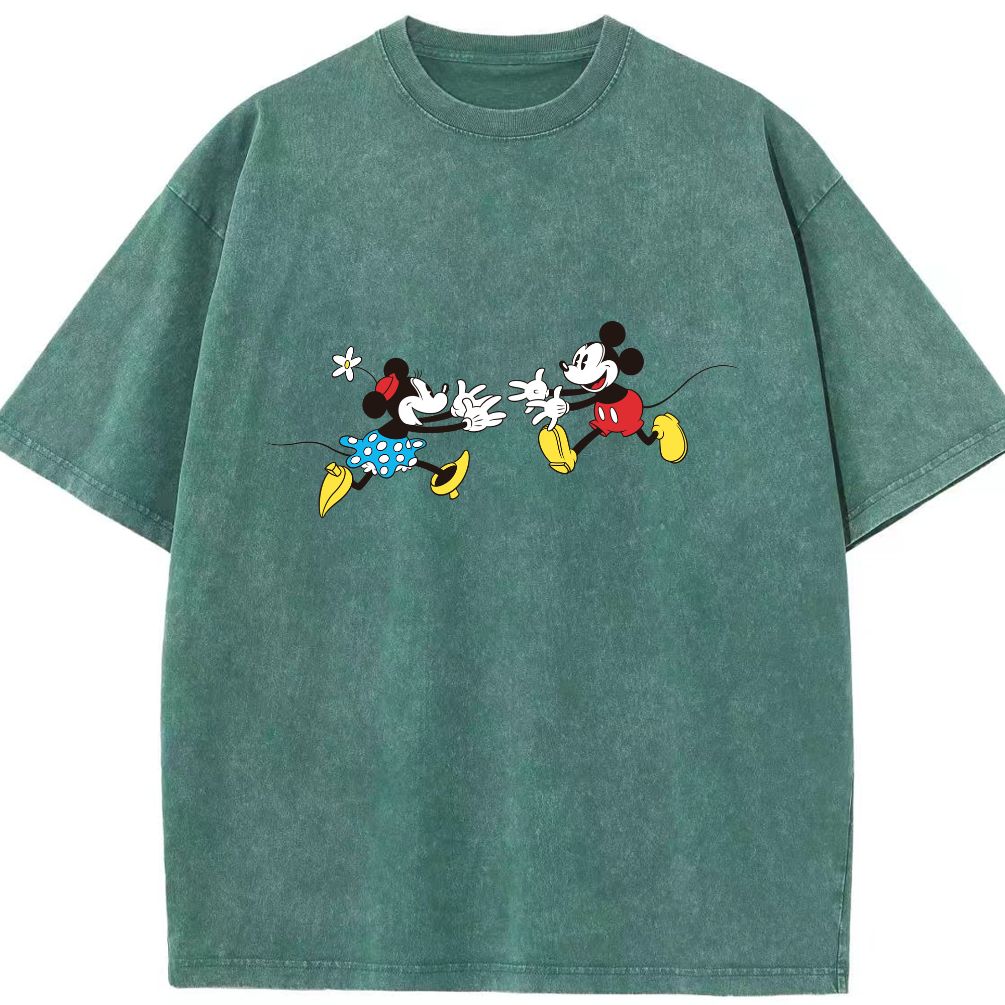 （画像用） ミッキーマウス Mickey Mouse 綿100% ヴィンテージ風 半袖Tシャツ（フロントプリント）
